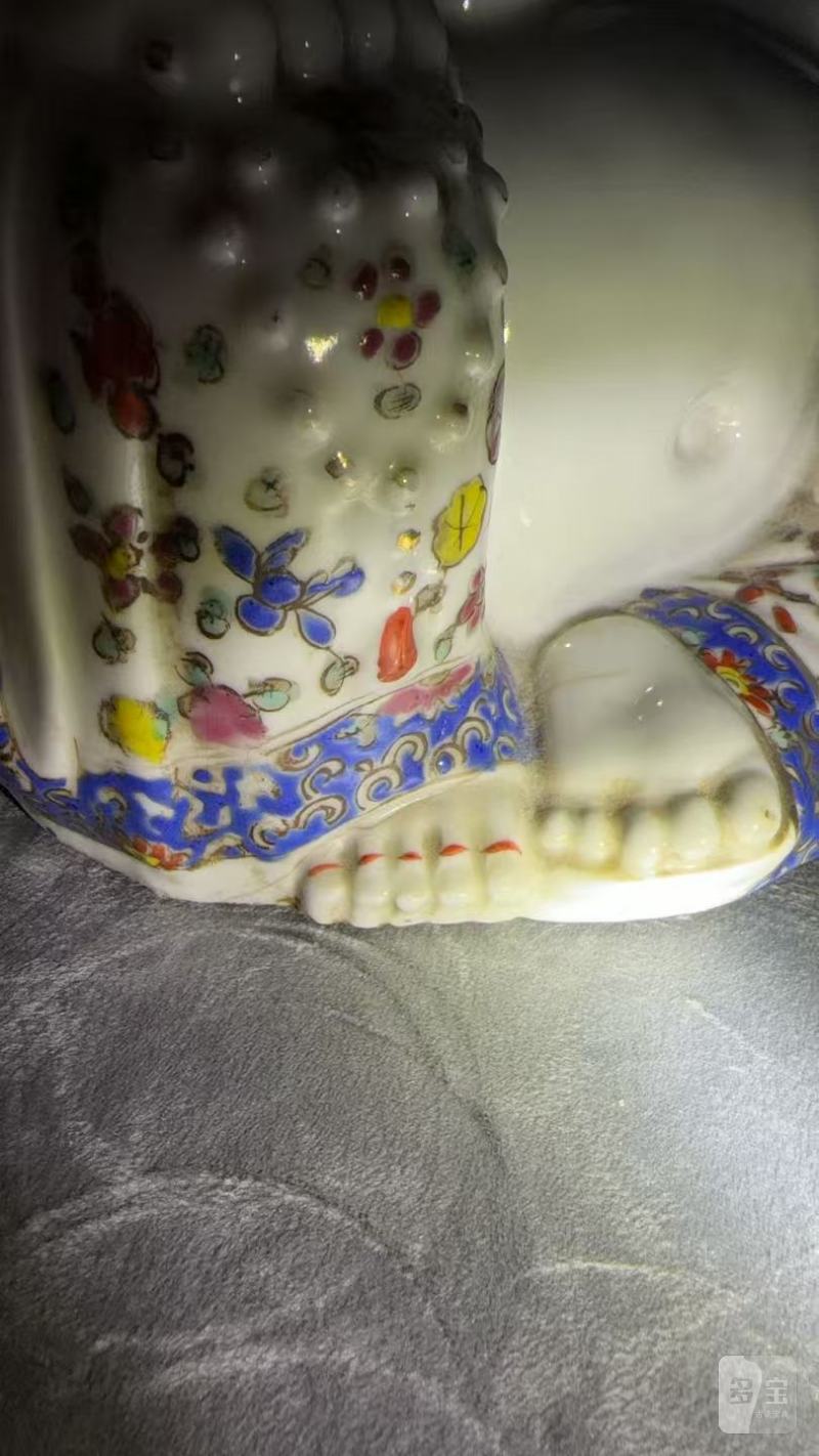 民国粉彩“朱茂记”弥勒佛瓷塑 - 图11